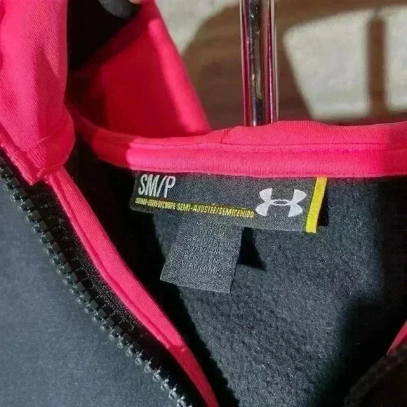 Under Armour Storm Womens Medium Black Pink Logo Zip Up Hoodie Breast Cancer- S - Picture 2 of 12